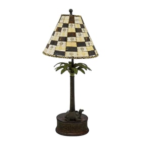 Vintage 1980s Orientalist Brass Table Lamp