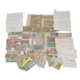 Antique Foreign Currency And Stamp Variety Lot
