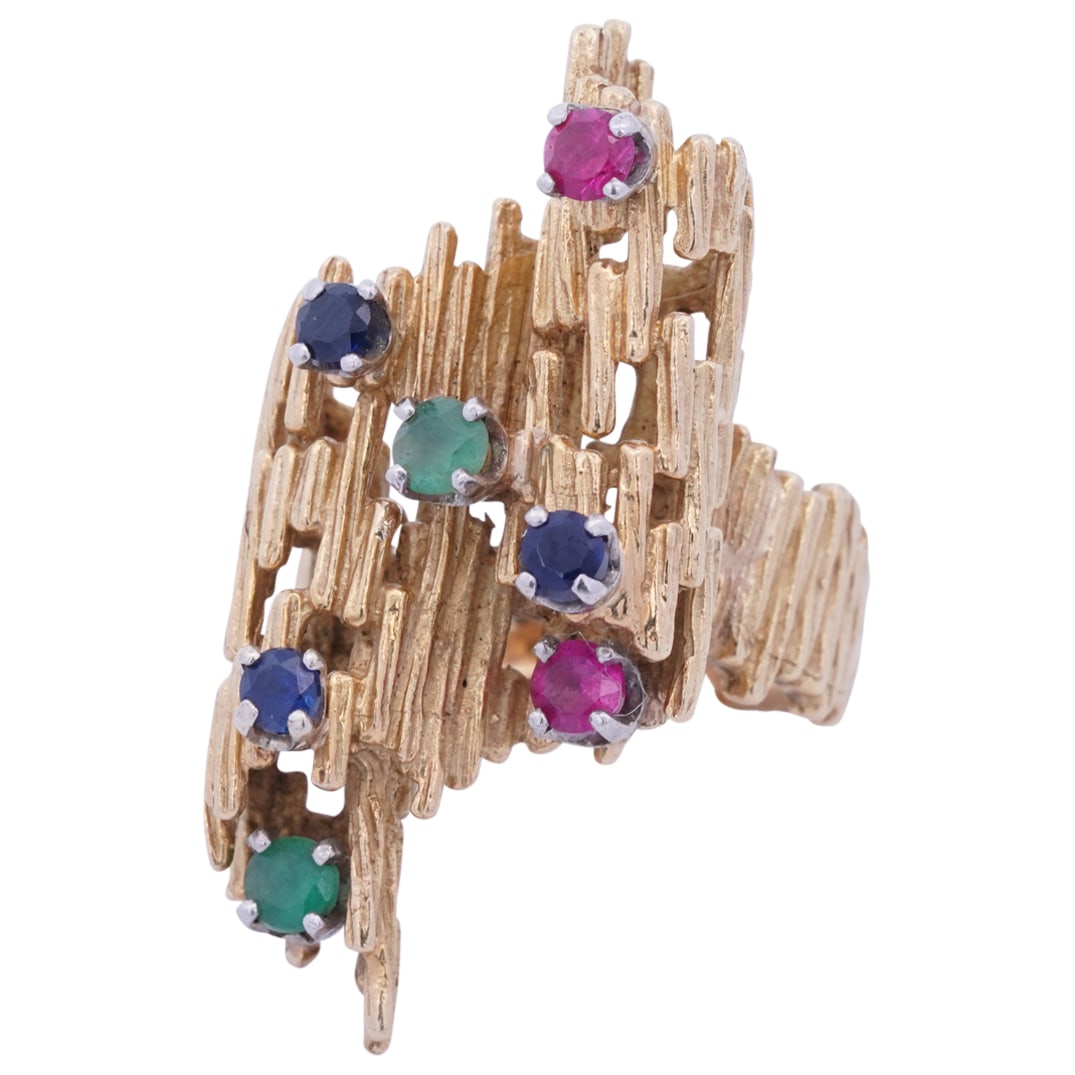 Modernist 18k Gold & Gemstone Ring (1 of 4)