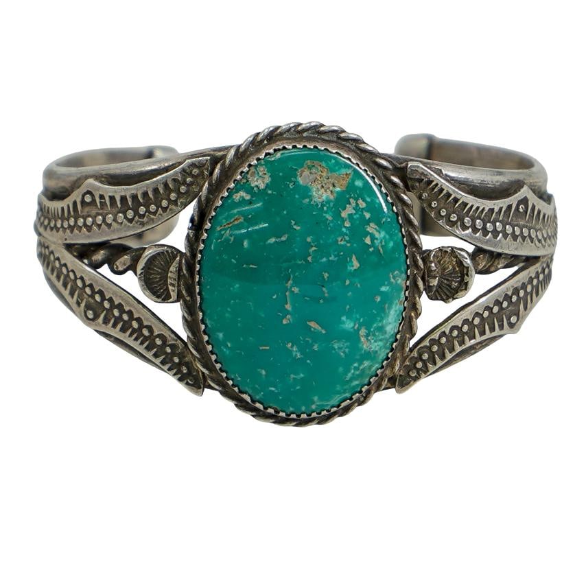Navajo Royston Style Sterling Silver & Turquoise Cuff (1 of 4)