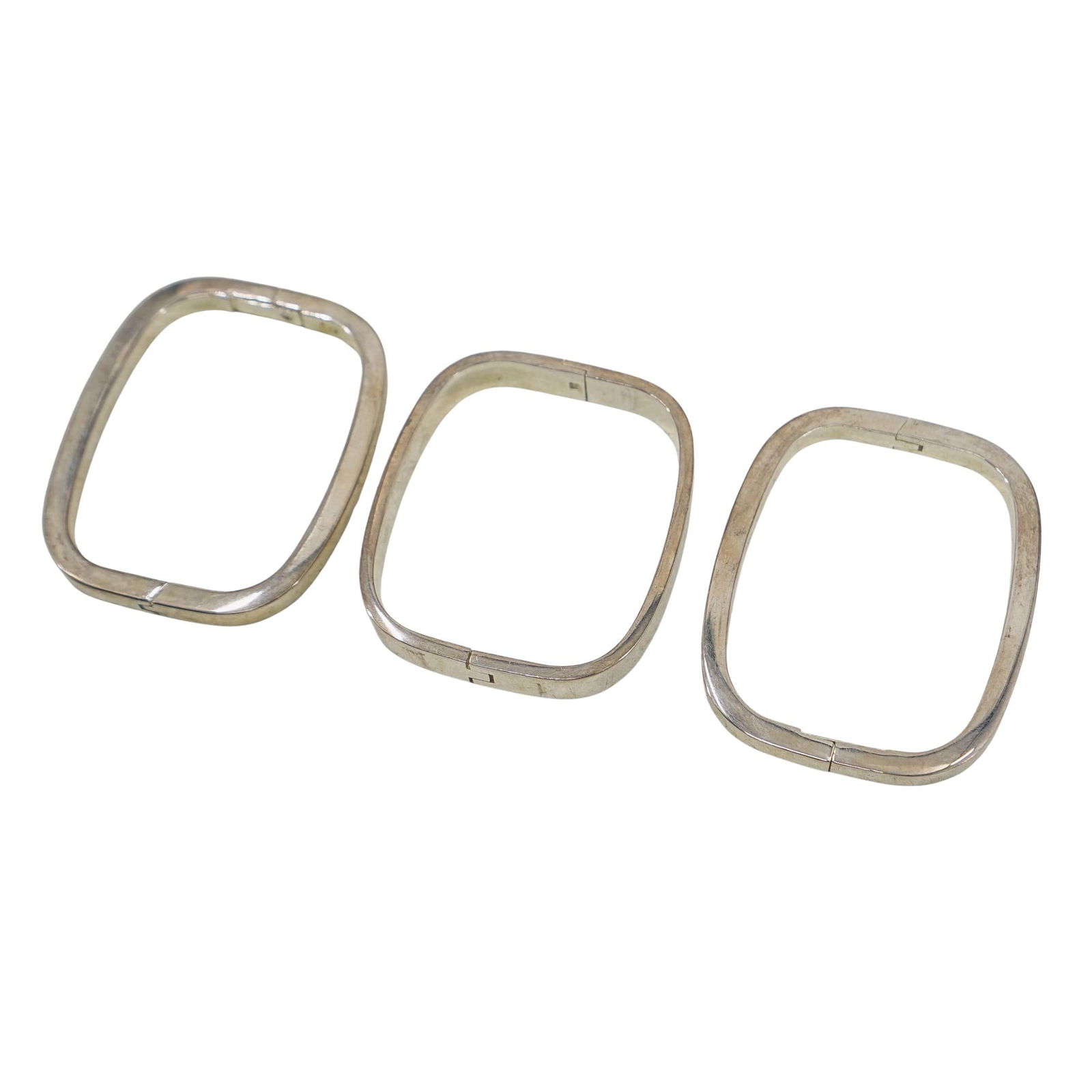 (3 Pc) Sterling Silver Square Bangle Bracelets (1 of 8)
