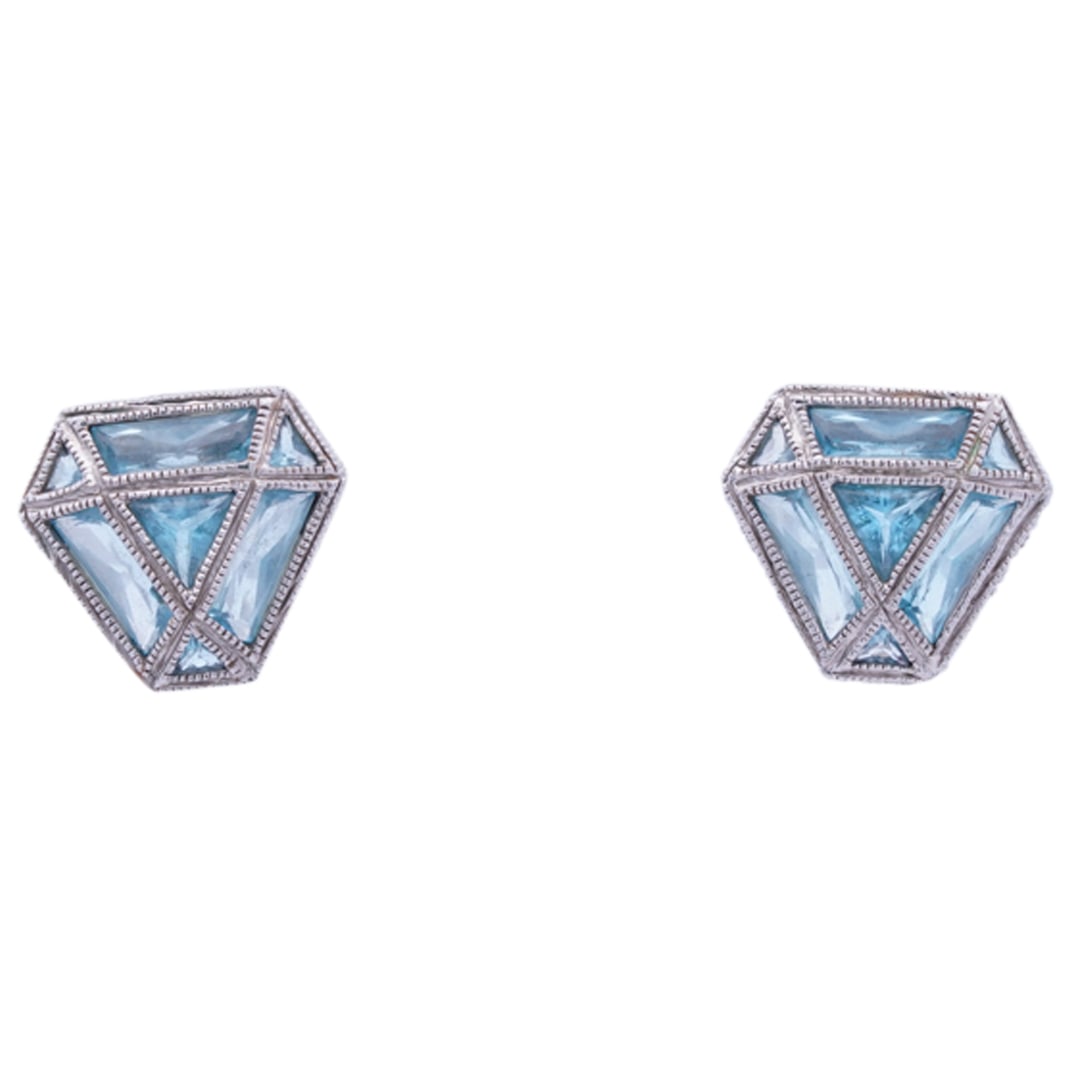 Pair of 10k White Gold & Topaz Earrings (1 of 5)