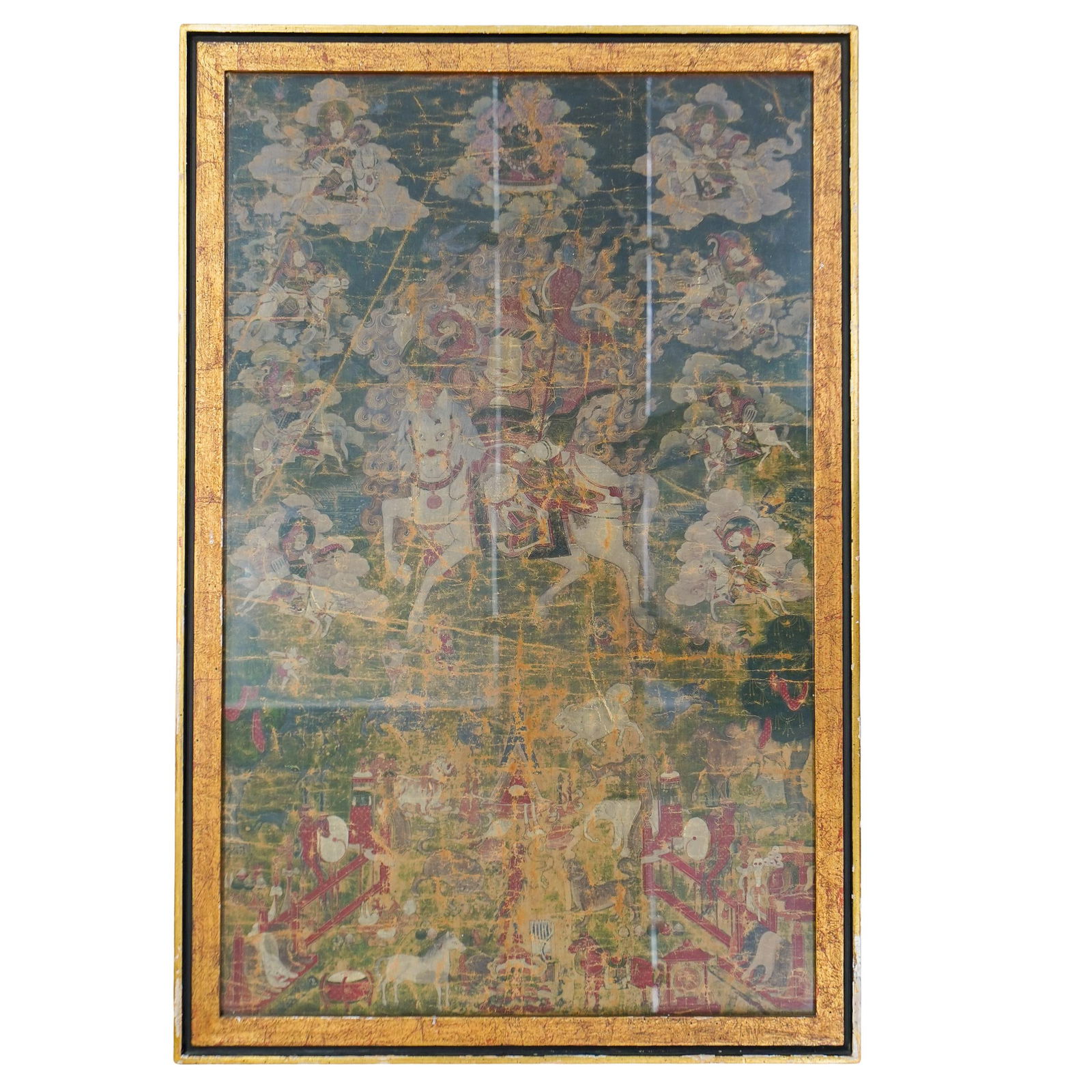 Antique Tibetan Buddhist Deity On Horse Thangka (1 of 6)