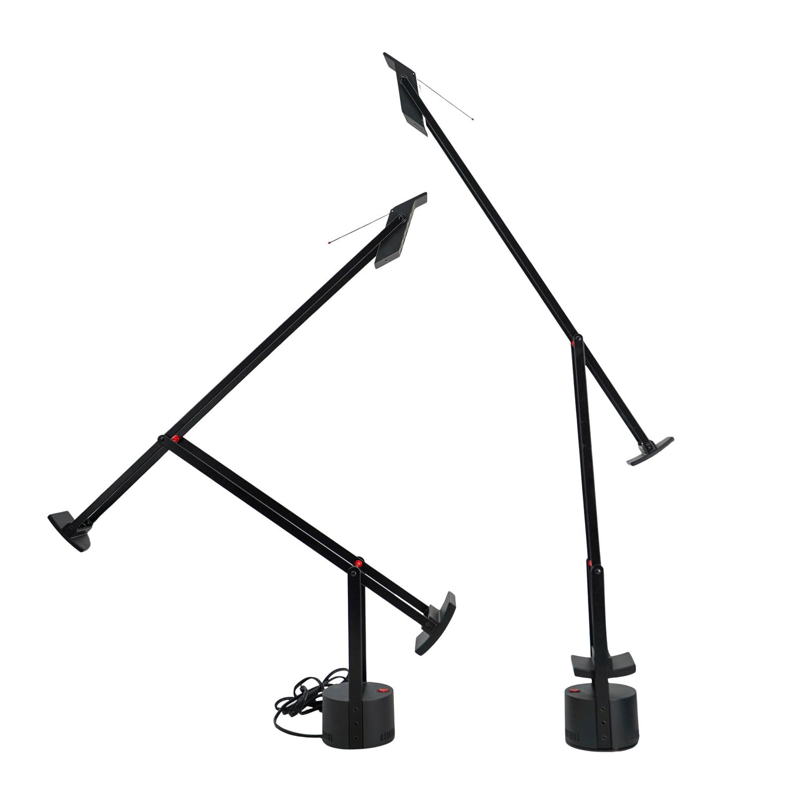 (2 Pc) Artemide Tizio Adjustable Desk Lamps: DESCRIPTION: Pair of Artemide "Tizio" Adjustable Desk Lamps, designed by Richard Sapper. CIRCA: 1983 ORIGIN: Italy DIMENSIONS: H: 24.5" W: 4.5" L: 29" CONDITION: Great condition Unless otherwise state