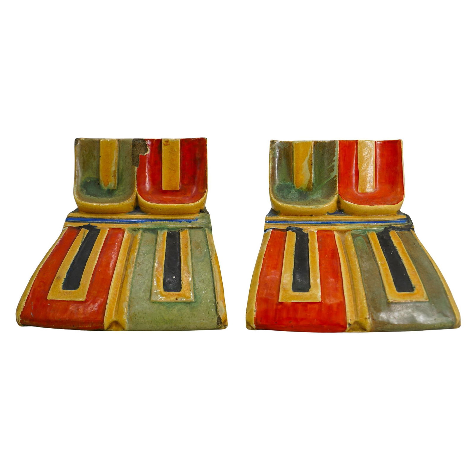 Pair Of Vintage Mosaic Tile Company Terra Cotta Bracket/Buttress Tiles (1 of 7)