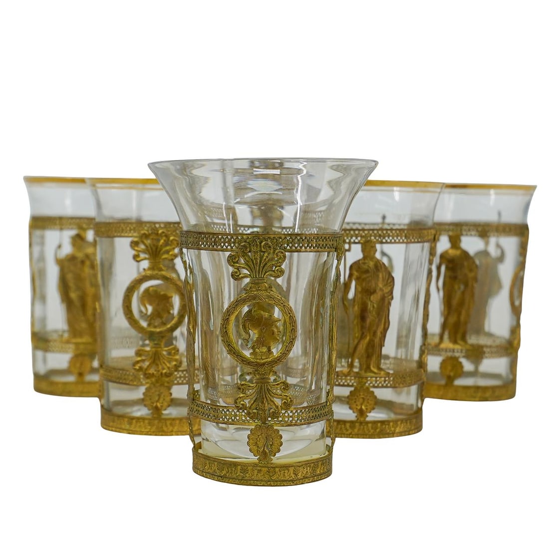 (6Pc) Gilt Metal Mounted French Glass Tumblers (1 of 5)