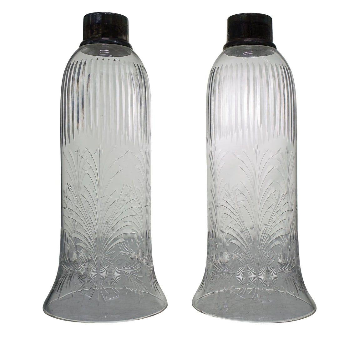 (2 Pc) Engraved Glass Lamp Shades (1 of 5)