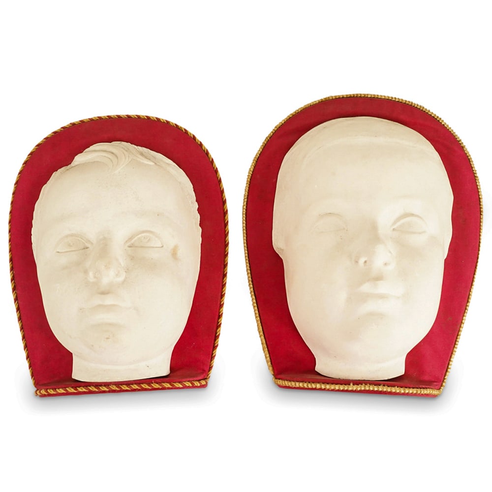 (2 Pc) Late 19th Cent. Life Size Children Plaster Masks (1 of 4)