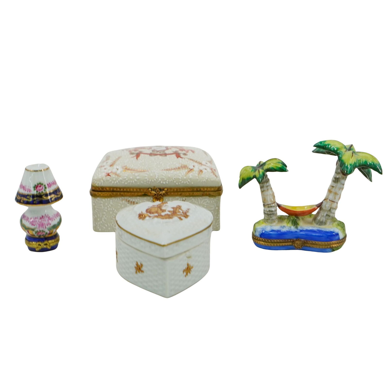 (4 Pc) Vintage Porcelain Trinket Boxes (1 of 20)