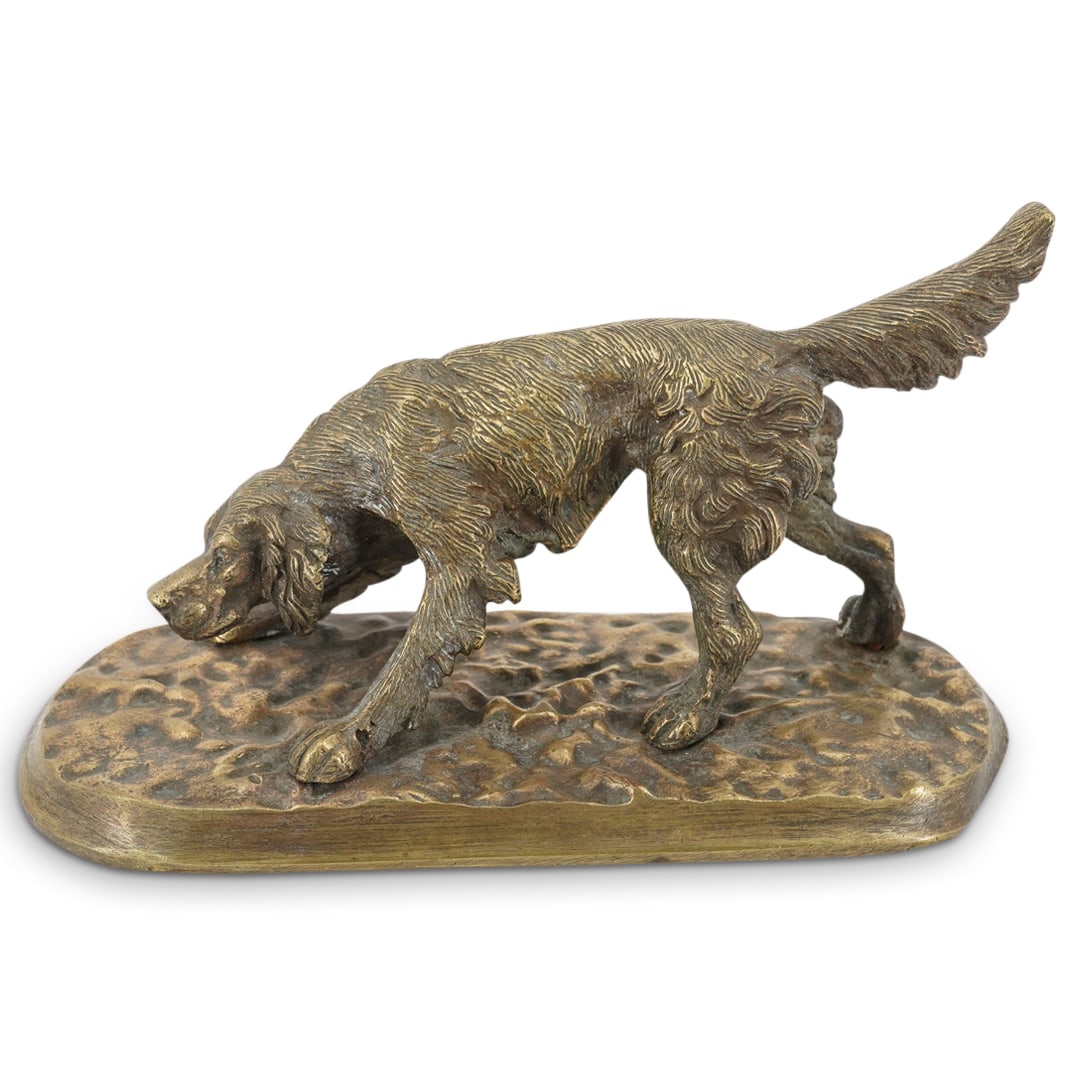 Antique Masson Style Gilt Bronze Hunting Dog Sculpture (1 of 3)