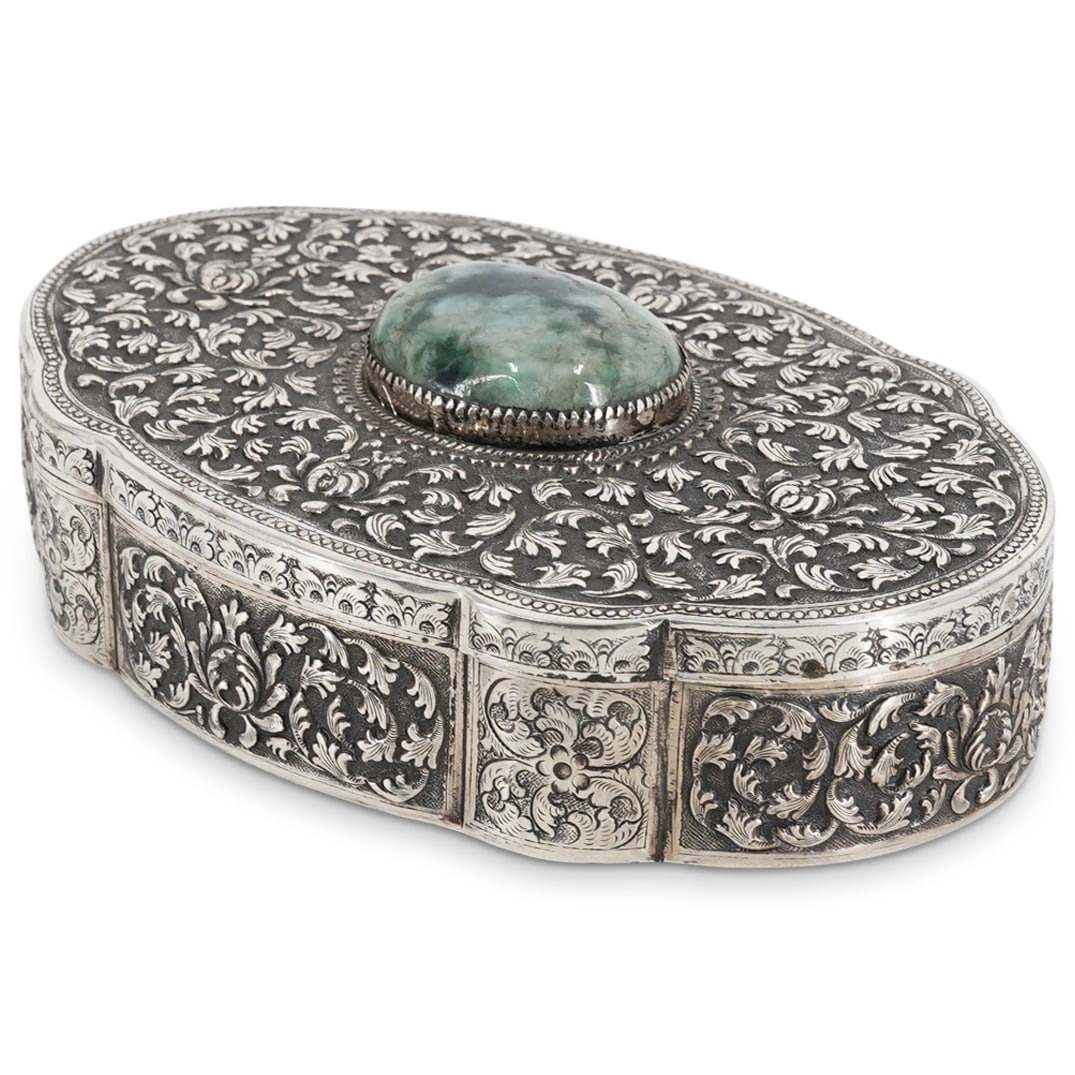 Antique Indian Silver & Jade Box (1 of 5)