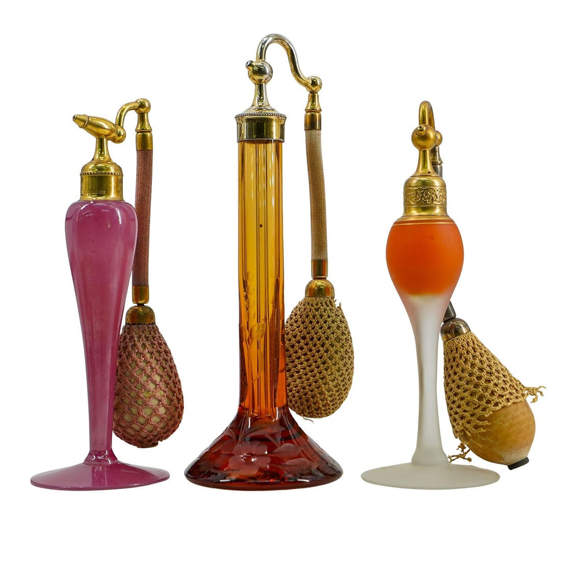 (3 Pc) DeVilbiss Glass Perfume Atomizers (1 of 14)