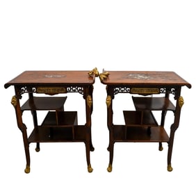 Attrib. to G. Viardot Japonisme Bronze Dragon & Carved Wood Table