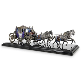 Viennese Enameled Gilt-Silver Horse & Carriage Centerpiece