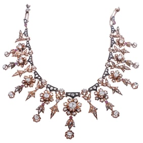 French Victorian 14k Gold and Diamond Necklace