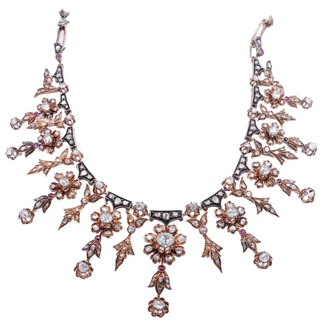 French Victorian 14k Gold and Diamond Necklace (1 of 7)