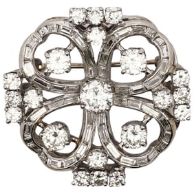 Vintage 18k Gold and 5ct Diamond Brooch