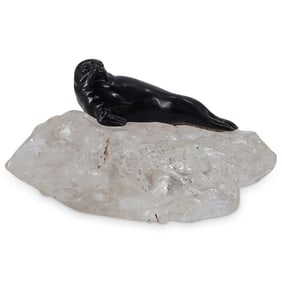 Faberge Obsidian & Rock Crystal Model of Seal