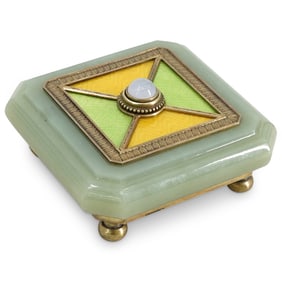 Karl Faberge Gilt Silver & Jade Push Bell