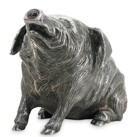 Faberge Silver & Gem-Set Razorback Pig Bell