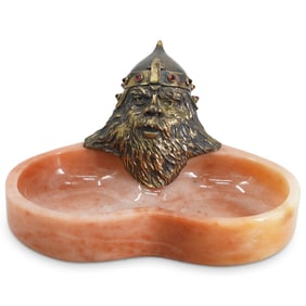 Ex. Sotheby's Karl Faberge Silver Gilt Figural Mounted Bowl