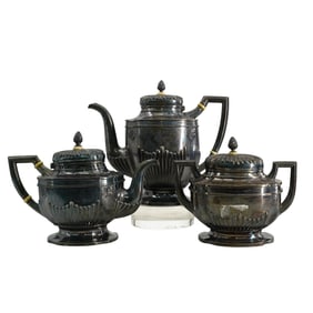 (3Pc) Russian Silver Tea Service ( I. Morozov)