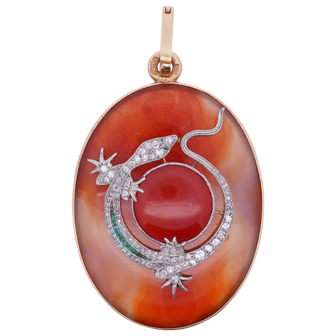 Russian Gold Mounted Agate Luggage Pendant (1 of 6)
