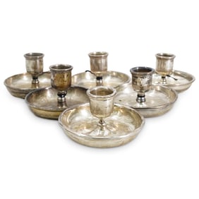 (6 Pc) Russian Faberge Silver Candle Holders