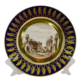 Sevres Egyptian Revival Porcelain "Temple D' Hermontes" Plate