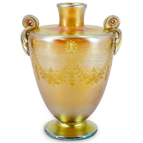 Tiffany Studios Intaglio Cut Favrile Glass Vase