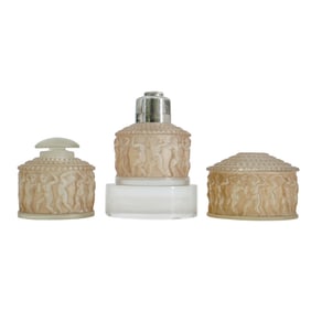 (3 Pc) Rene Lalique Crystal Vanity Set