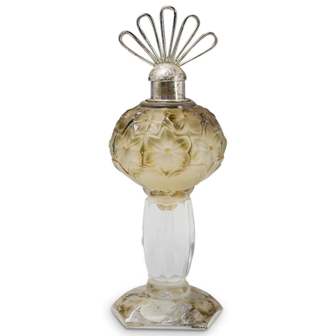Manner Of Lalique French Glass & 800 Silver Perfume Bottle (1 of 6)
