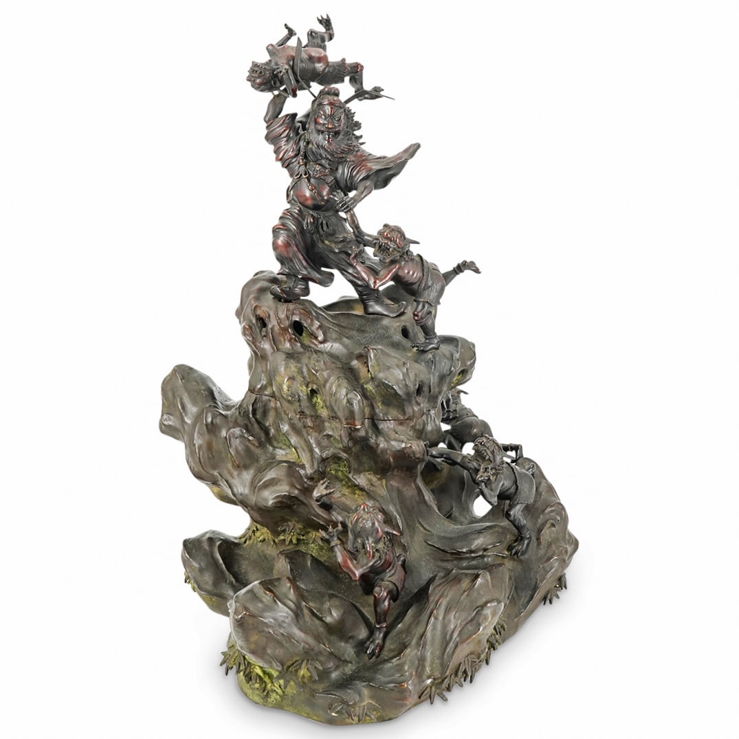 Large Antique Japanese Bronze Shoki w/ Multiple Oni Censor (1 of 14)