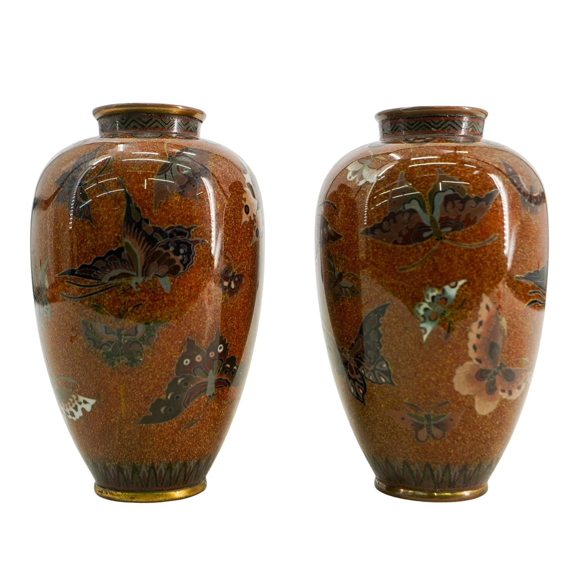 Pair Of Antique Japanese Chakinseki Cloisonne Vases (1 of 6)