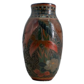 Japanese Totai Shippo Floral Bird Vase