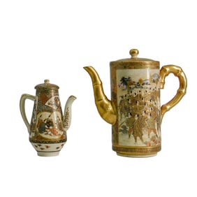 (2 Pc) Japanese Satsuma Miniature Teapots