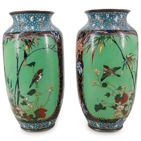 Pair of Antique Japanese Cloisonne Vases