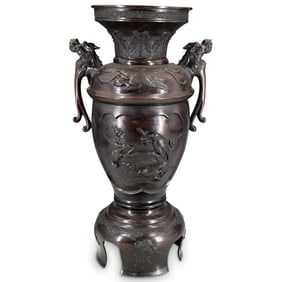 Meiji Japanese Bronze Dragon Vase