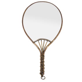 Antique Meiji Period Bronze Fan Mirror