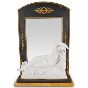 French Empire "Sleeping Ariadne" Bisque Sculptural Mirror