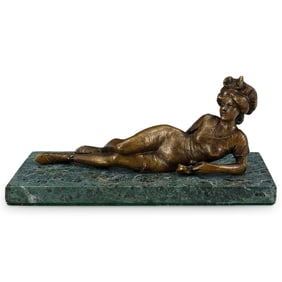 Franz Bergman (Austrian, 1861-1936) Erotic Gilt Bronze Bather