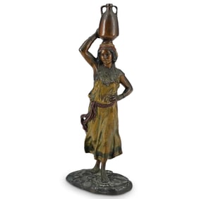 Antique Austrian Orientalist Water Bearer Bronze