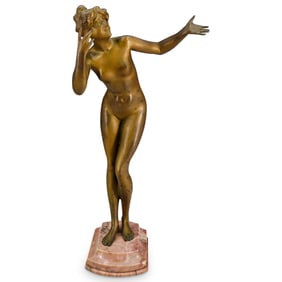 Paul Phillippe (French, 1870-1930) Gilt Female Nude Sculpture