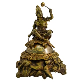 Antique French Leblanc Tribal Goddess Bronze Desk Bell