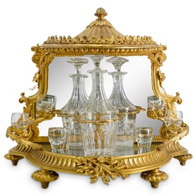 French Gilt Bronze Tantalus & Glassware Set