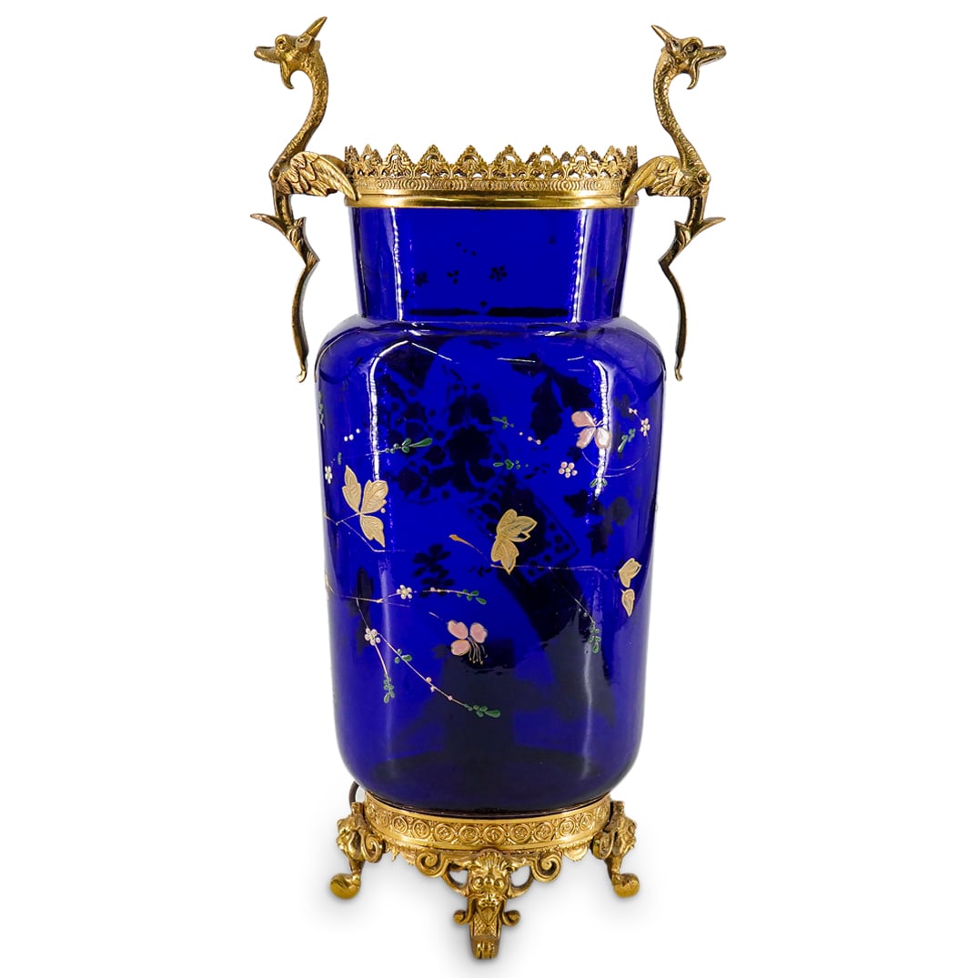 Antique French Japonisme Cobalt Glass And Gilt Bronze Table Lamp (1 of 15)