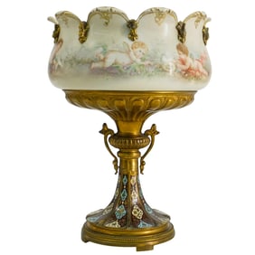 French Bronze & Porcelain Centerpiece Bowl