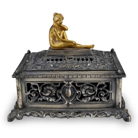 Antique Viennese Bronze Nude Vanity Box