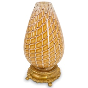 1950s Archimede Seguso Murano Blown Glass Losanghe Lamp Base