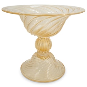 Archimede Seguso Murano Glass Gold Swirl Centerpiece Bowl